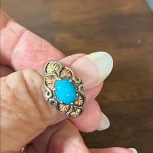 Coleman Turquoise sterling and 12K gold ring